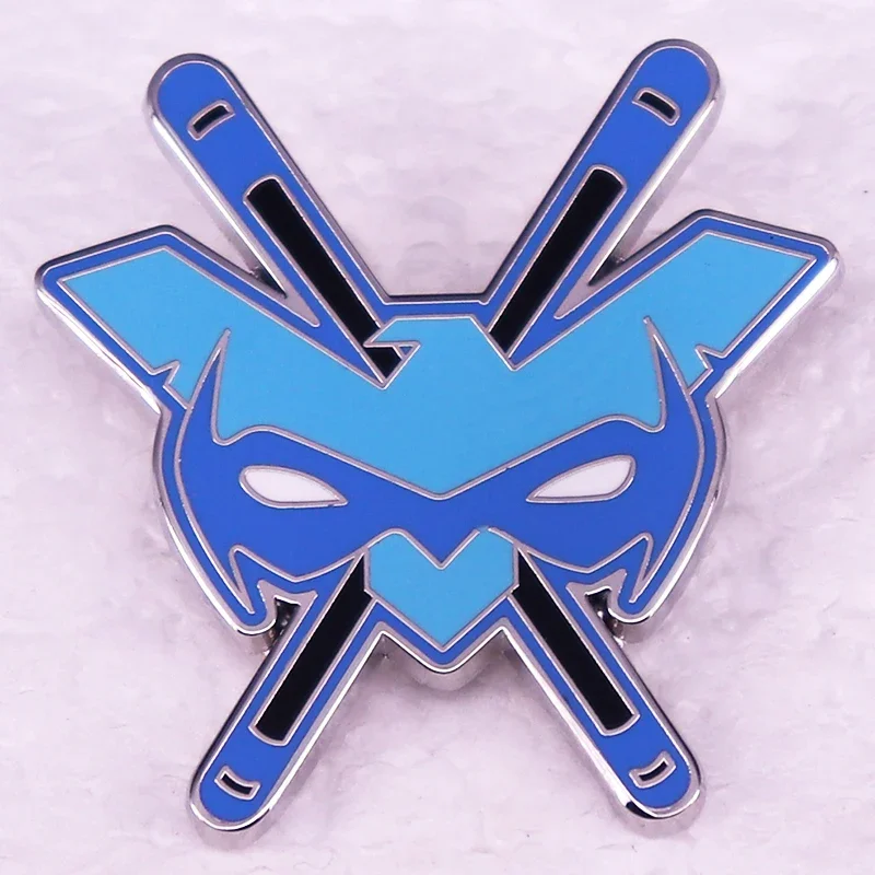 Superhero Badge Comic Character Blue Mask Enamel Pin Brooch Jewelry for Various Clothing Backpacks and Bags