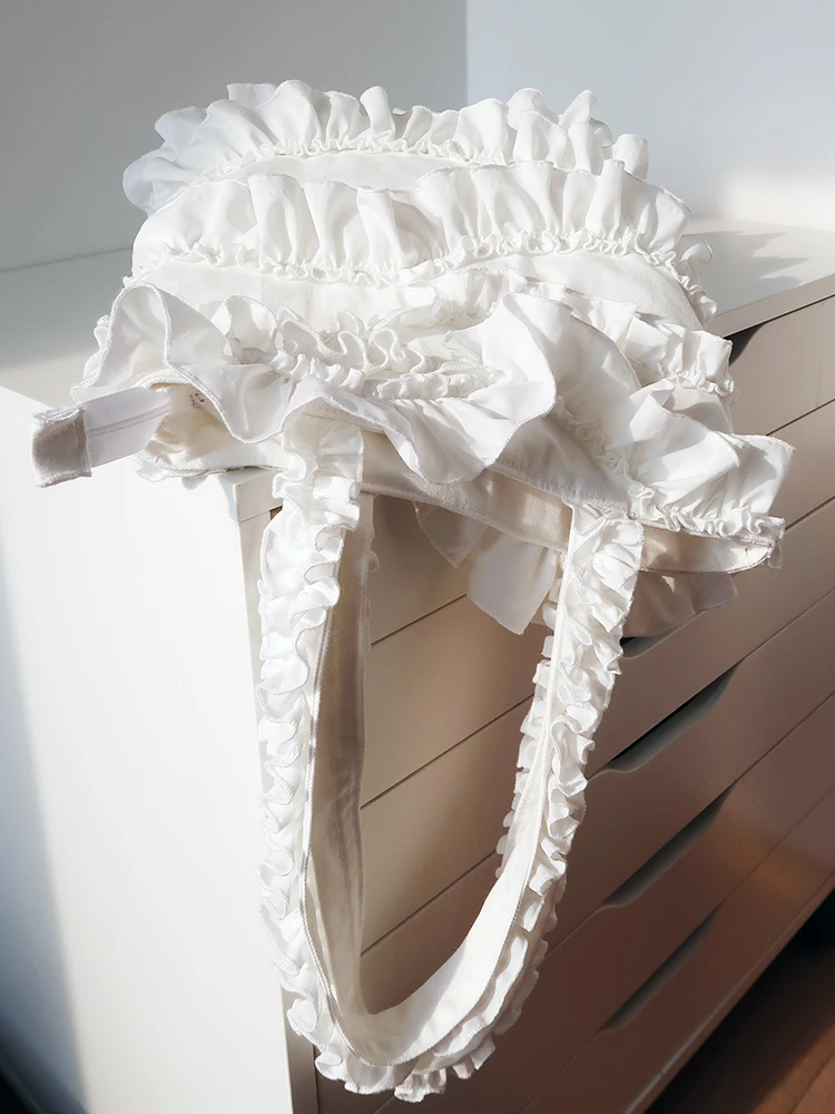 

Cherry Original Design Lolita Lace Pure Color Canvas Tote Bag Sweet Lady Single oulder Canvas Bag with Le