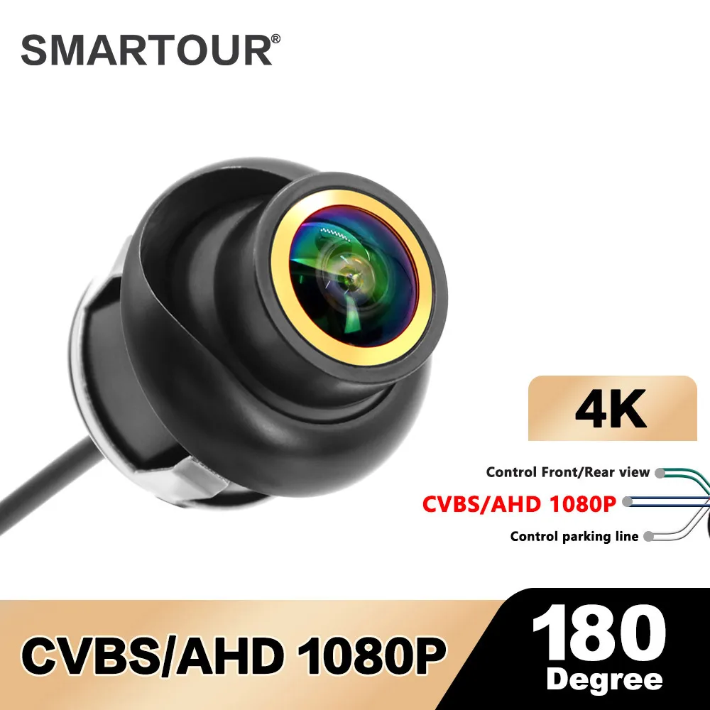 SMARTOUR AHD 1920x1080P Samochodowa kamera cofania 180 °   Kamery samochodowe z obiektywem typu rybie oko, złotą soczewką, Full HD, noktowizją do jazdy nocą, do cofania i montowane z przodu.