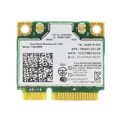 Half Mini PCI-E Network Card Bluetooth-compatible4.0 Wifi Adapter 1200Mbps Dual-Band 2.4/5Ghz 7260 7260AC 7260HMW