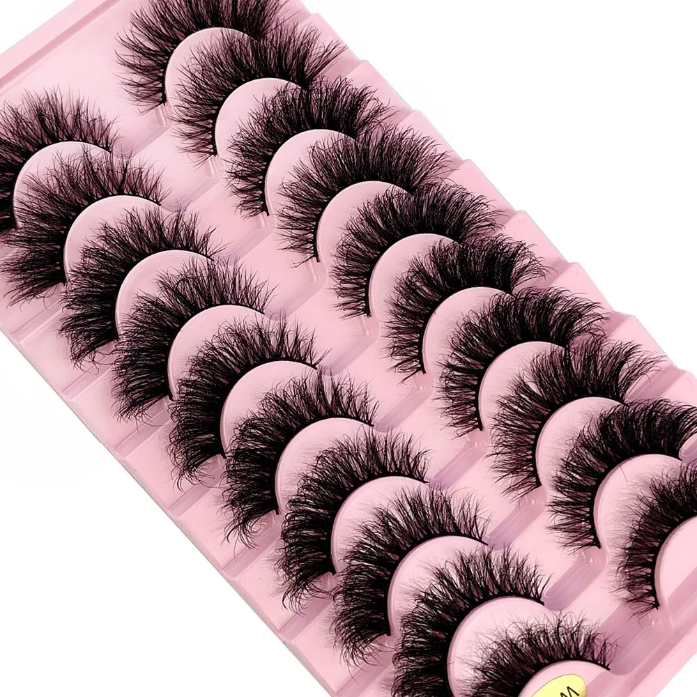 New 10 Pairs 3D Faux Mink Lashes Faux Mink Fluffy Lashes Soft Full Thick Wispy Eyelash Dramatic False Eyelashes Makeup Tools