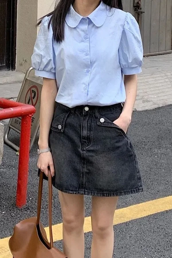 

Shirts Women Linen Pintuck Yoke Relaxed Fit Farmers’ Market Rural Blouse For Nature-loving Women Weekend Green Escapades