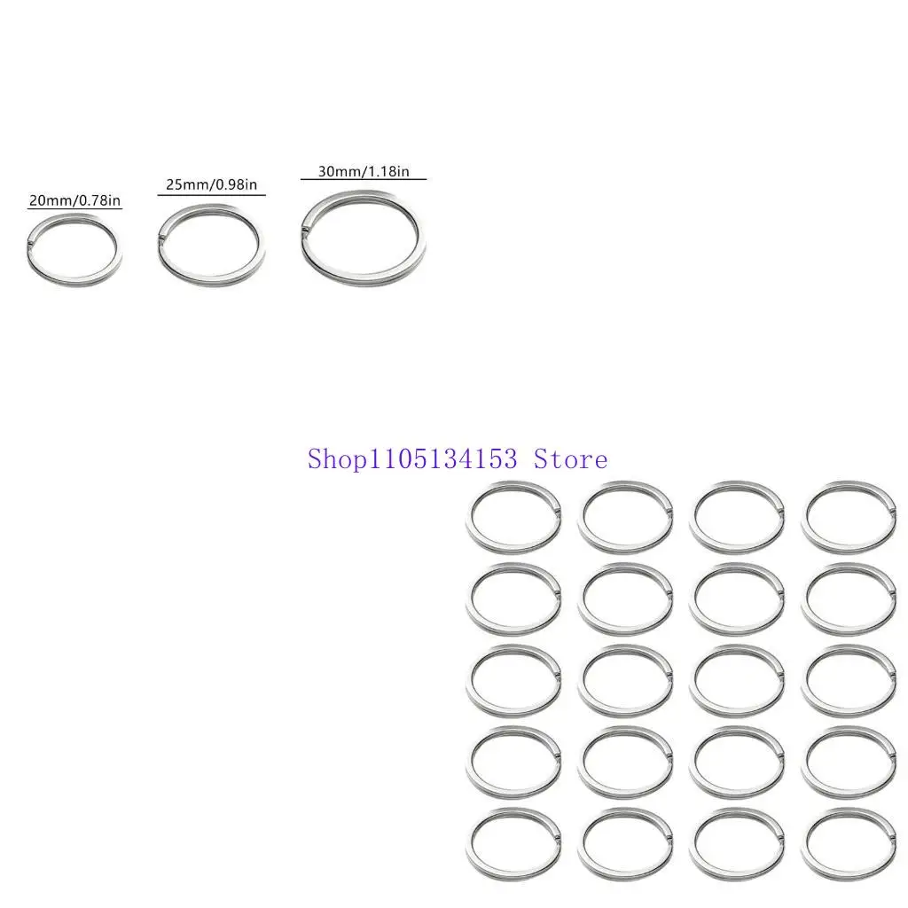 hg89 20mm/25mm/30mm Silver Stainless Round Keychains Rings Split Key Rings for Home Car Office Keys Keychain Making Supplies