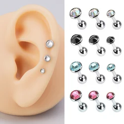 3Pcs 3/4/5mm CZ Crystal Top Cartilage Helix Stud Piercing Earring for Women Men Stainless Steel Tiny Piercing Stud Earrings 16G