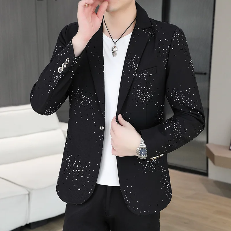 

2025 Men's Autumn, Hot Diamond Craft Design Fashion Youth Casual blazer