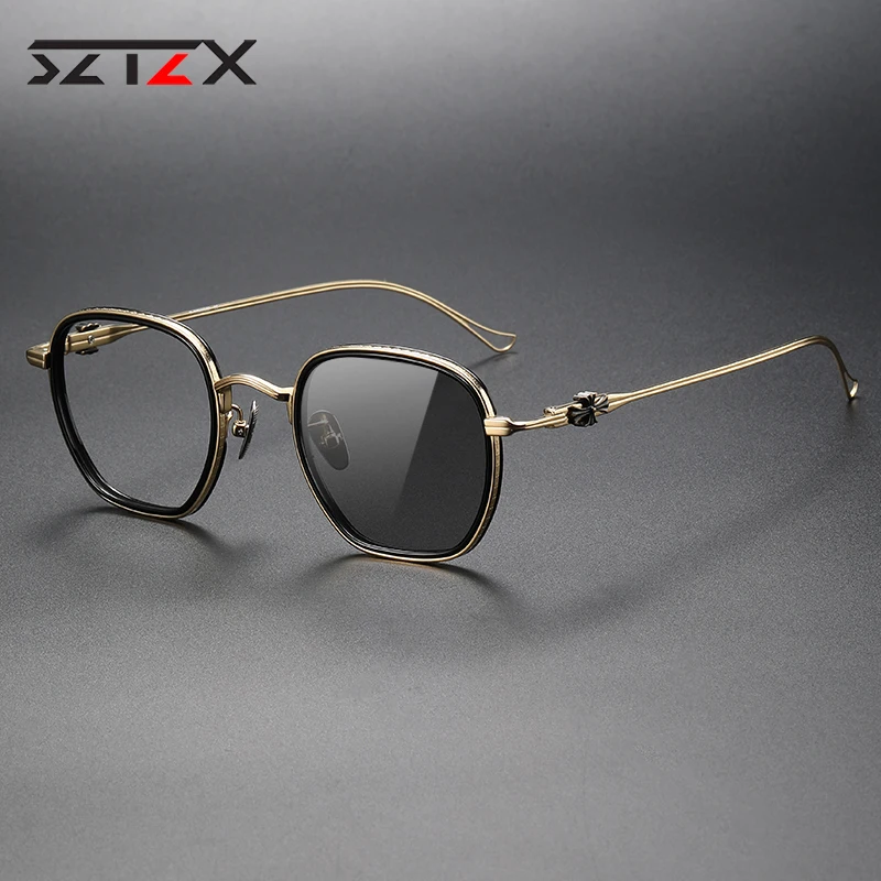 SZTZX Luxury Myopia Photochromic Glasses Anti Blue Ray Reading Glasses for Men Hyperopia Optical customized prescription Frame