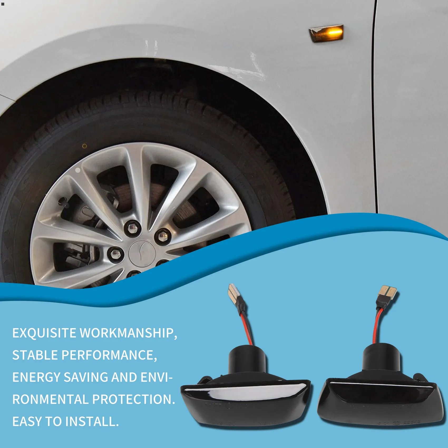 

Прецизионные динамические светодиодные боковые габаритные огни (2 шт.) для Opel Insignia, Astra, Zafira, Corsa, Cruze