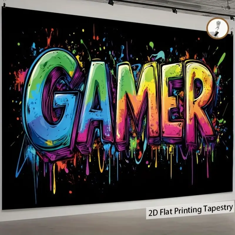 VIKAMA Players Graffiti Neon Tapestry, Splash Ink Wall Hanging, Street Art Wall Decor Bedroom Game Room Esports Room Decor