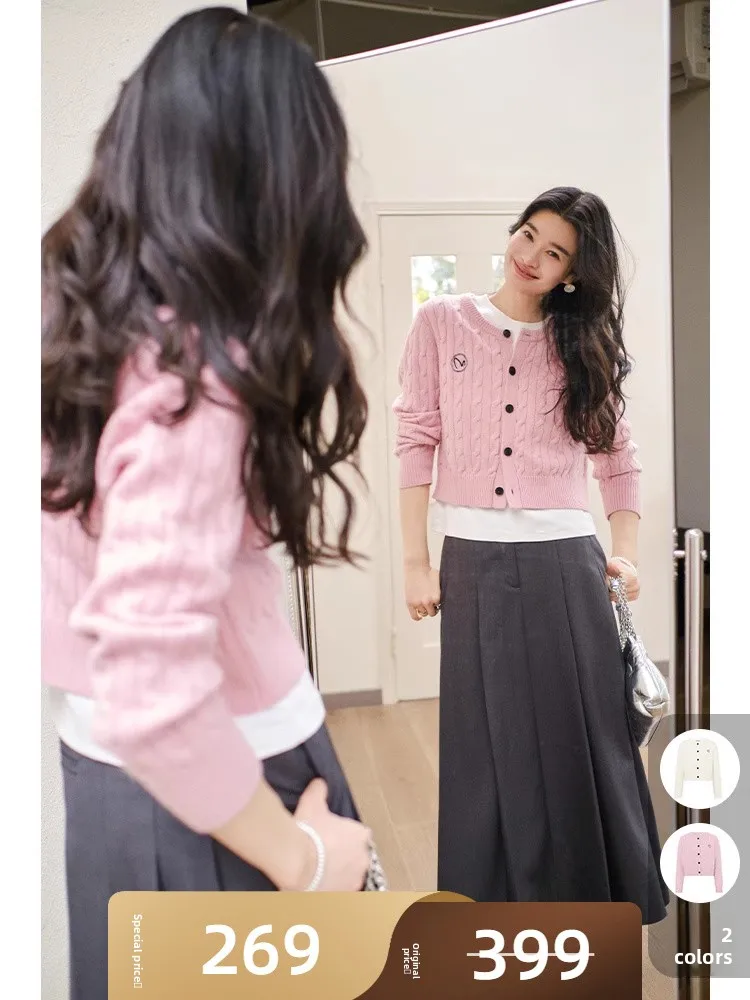 

Meiyang Knitted Cardigan Woolly Australian eep Velvet Twist Flower Embroidery Loose Fit Long Sve Button up ort Sle