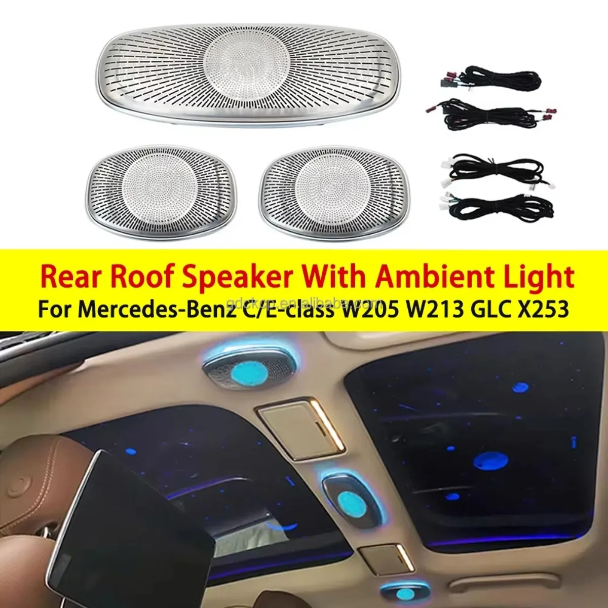 W205 X253 Rear Roof Speakers With Ambient Light for Mercedes-Benz GLC 2016-2022 Ceiling Speakers Audio Cover LED Ambient Light view 5