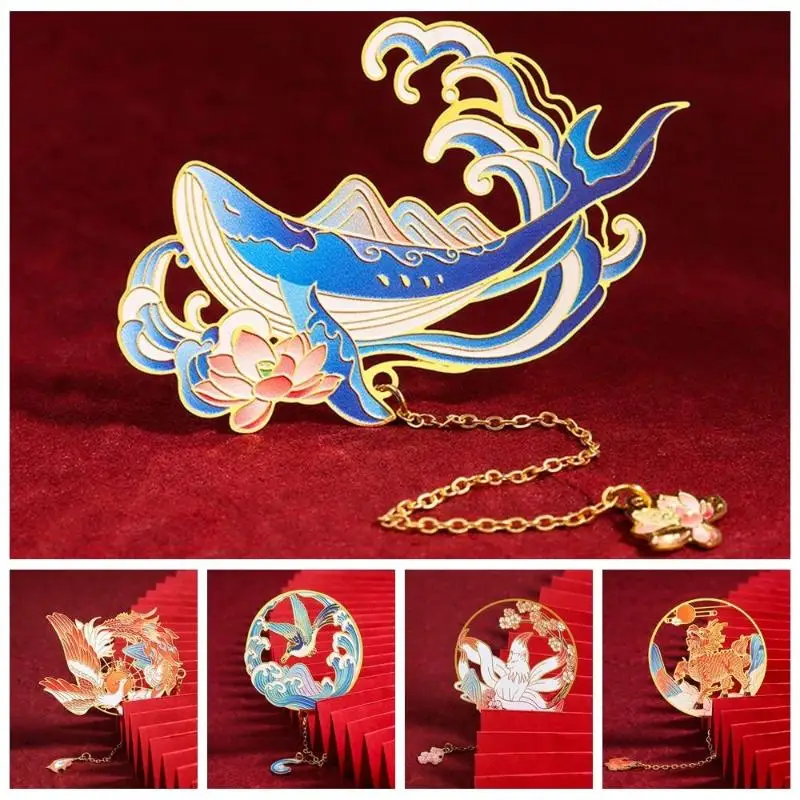 1 PCS Vintage Metal Bookmarks Stationery Gift Book Clip Chinese Style Hollow Tag Read Marks Book