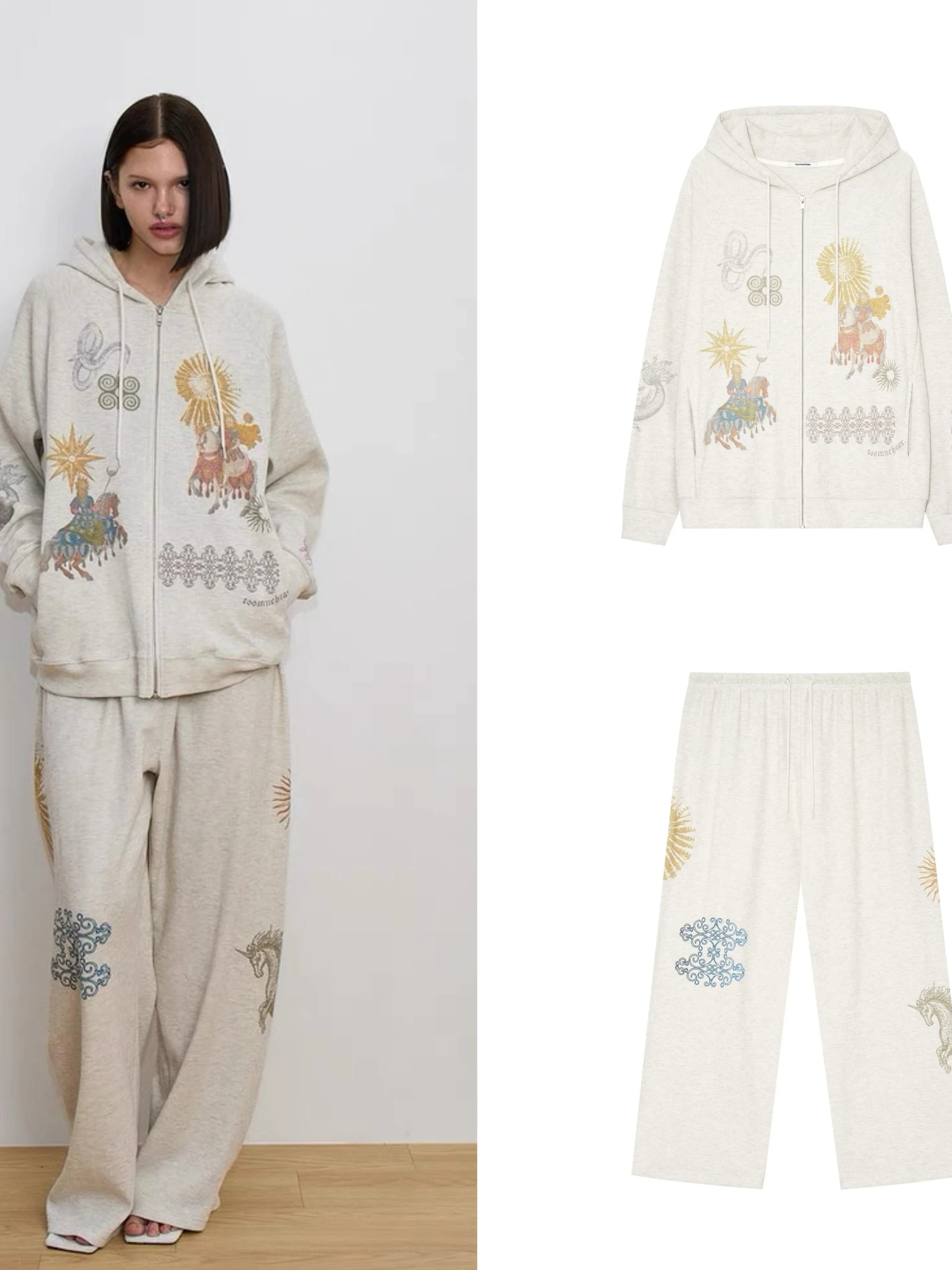 

Casual Printed Hoodie Jacket And Pants Set Versatile Polyester Long Sleeve Sweatshirt Women's Fashion Ensemble for All Seasons