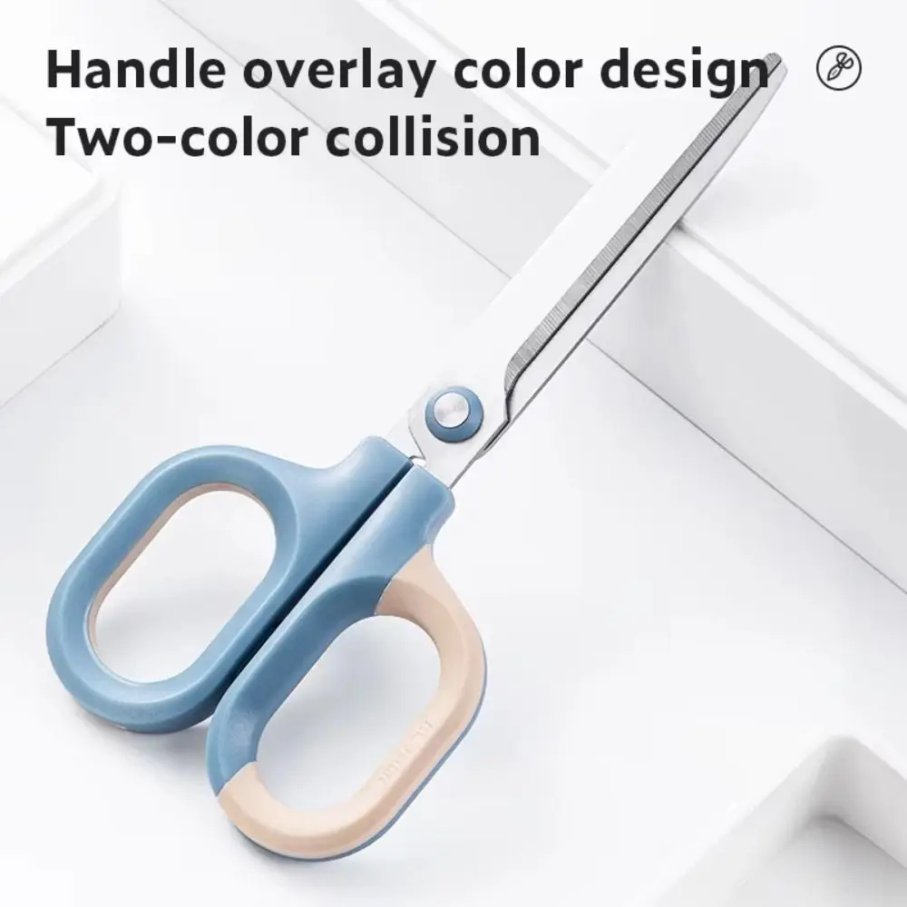 Stainless Steel Stationery Scissors Double Color Large Loop Handle Household Scissors 18cm Hitting Color Paper Scissors
