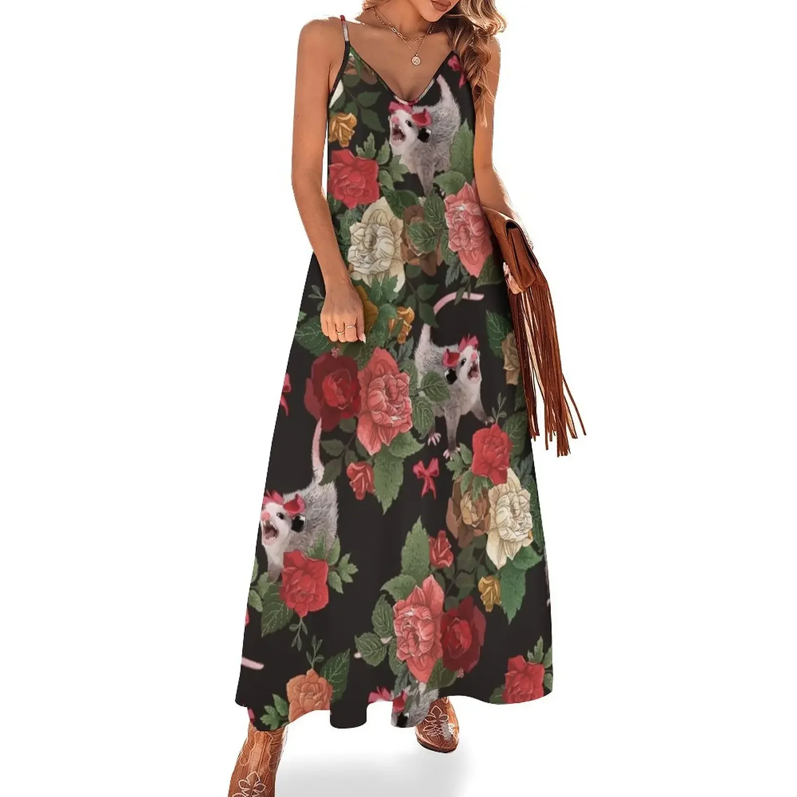 

Opossum floral pattern Sleeveless Dress elegant women's dresses sale sexy dress for women summer dresses for women 2025 Dress