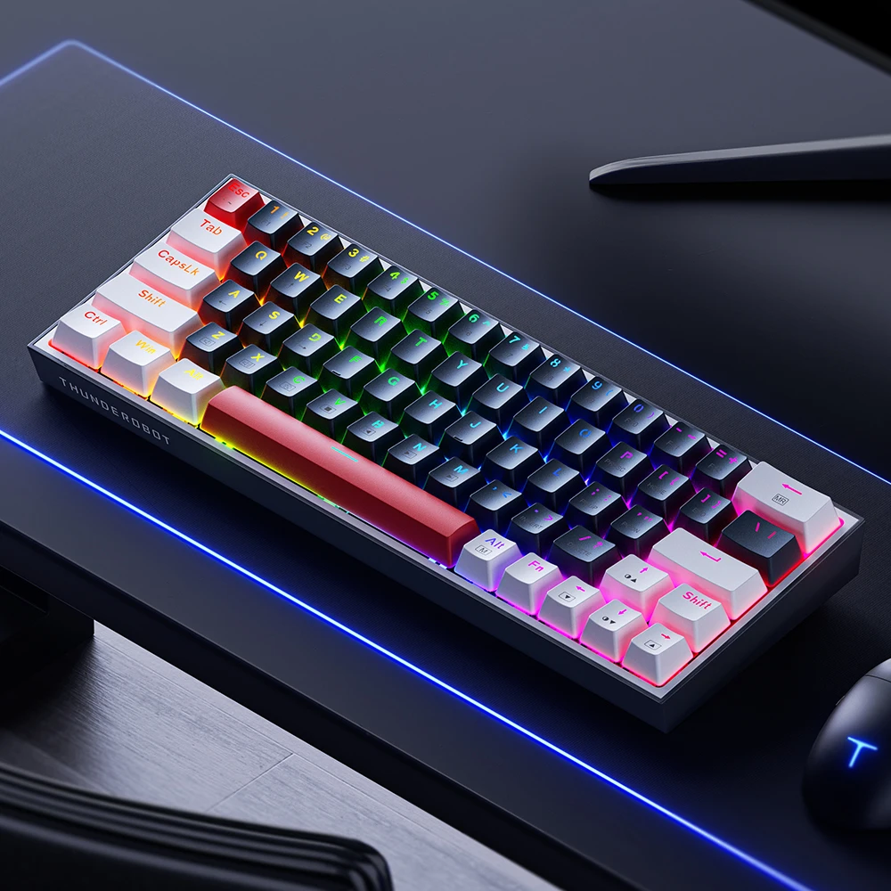 Thunderobot K63 Tastiera meccanica cablata Layout ANSI con tasto Arrow Tastiera da gioco al 60% 63 tasti sostituibili a caldo