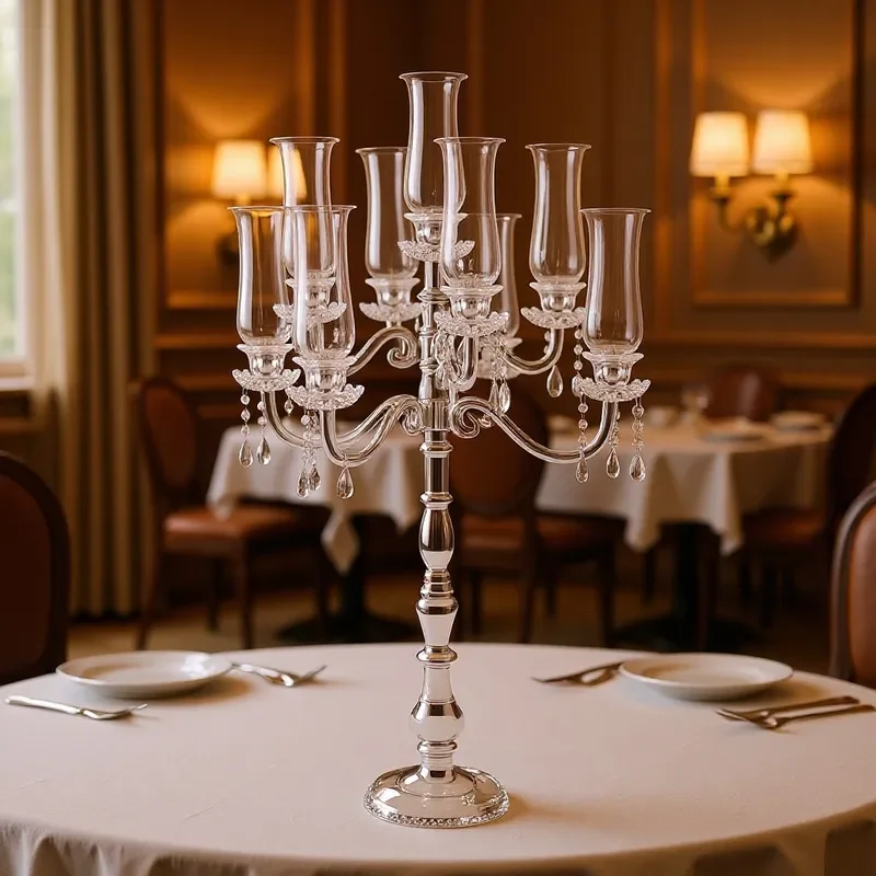 Luxury Crystal Glass Candle Holder European Roman Column Design Elegant Table Centerpiece for Dining Room Wedding Home Decor