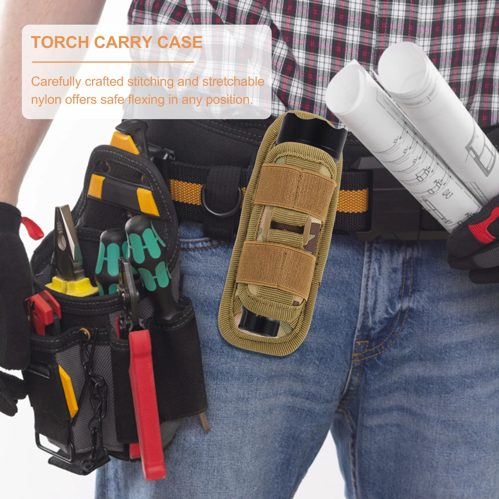 

1Pcs Duty Belt Flashlight Torch Pouch Heavy Duty Rotatable Clip Stretchable Portable Holder Flashlight Pouch Torch Carry Case