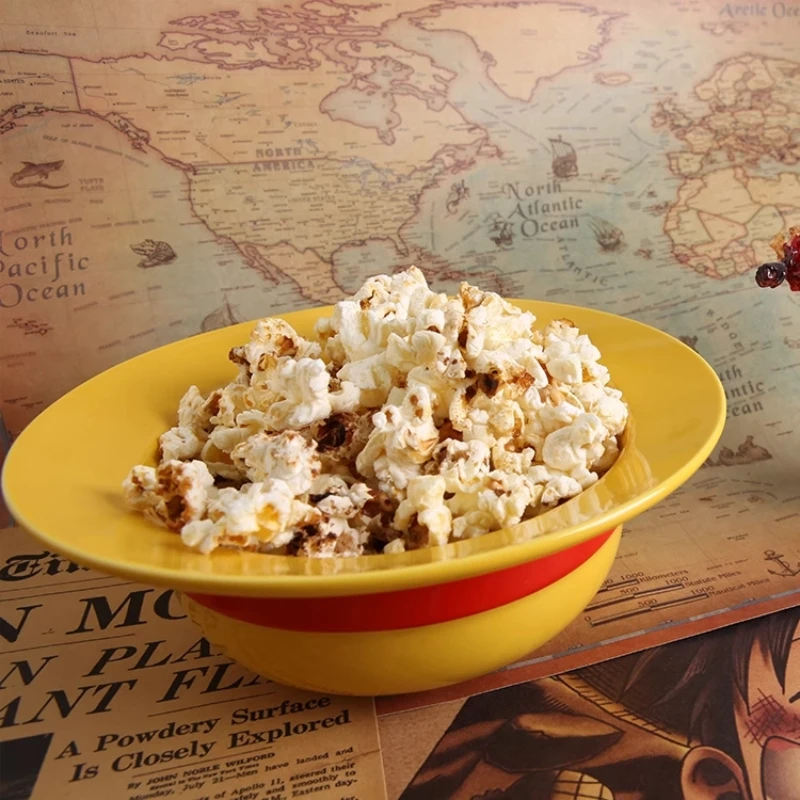 Anime Luffy hierba sombrero tazón adorno hecho a mano lindo dibujos animados hogar postres de cerámica comer tazón de sopa fideos vajilla