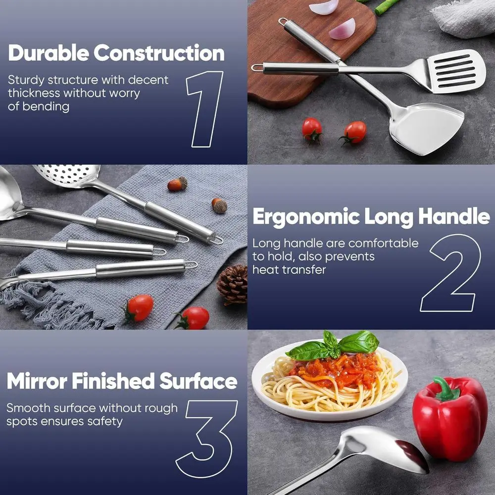 ชุดอุปกรณ์ครัวสแตนเลส 31 ชิ้นพร้อมที่วาง ทนความร้อน ปลอดสารพิษ ใช้กับเครื่องล้างจานได้