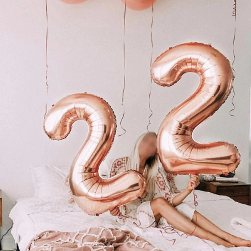 16/32/40 Inch Number Balloon Rainbow Gold Silver Rose Gold 0 1 2 3 4 5 6 7 8 9 Aluminum Foil Balloons Memorial Day Balloons