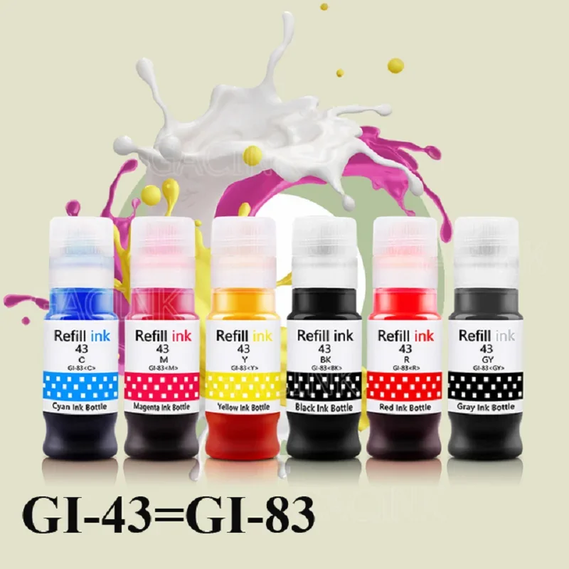 GACINK GI-43 GI43 GI 83 Refill Dye Ink For Canon PIXMA G540 G640 High Quality Compatible Water Based Refill Ink Bottle 6 Colors