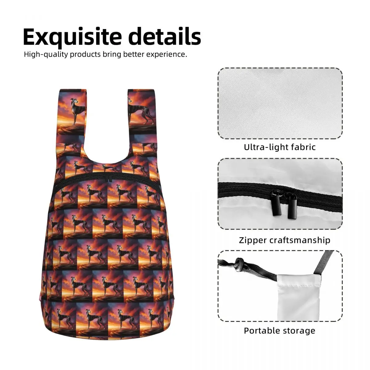 Greyhound Sunset Elegance In Motion Student Backpack School Bag Hiking Travel Daypack Boys Girls Storage Bookbag Shoulder Bags