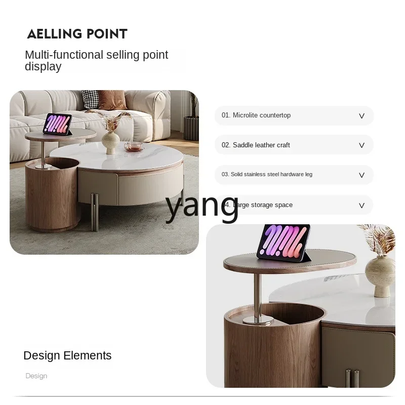xyy vanilla 2024 new coffee table living room lifting small apartment household rotating small coffee table