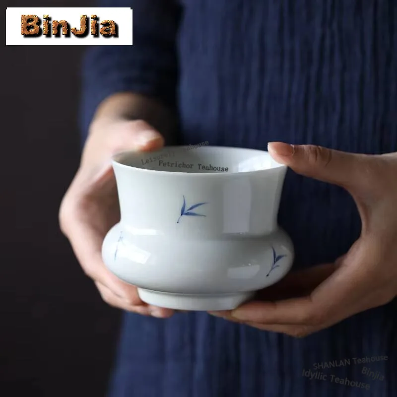 

350ml Blue and White Porcelain Handmade Tea Washing Hand-painted Bamboo Jianshui Ancient Tea Wash Writing-brush Washer Chaxi Set
