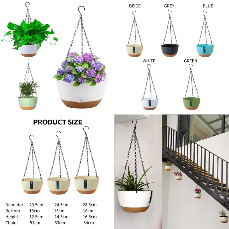 Hot Sale Hanging Flower Pot Home Decoration Plastic Basket Set