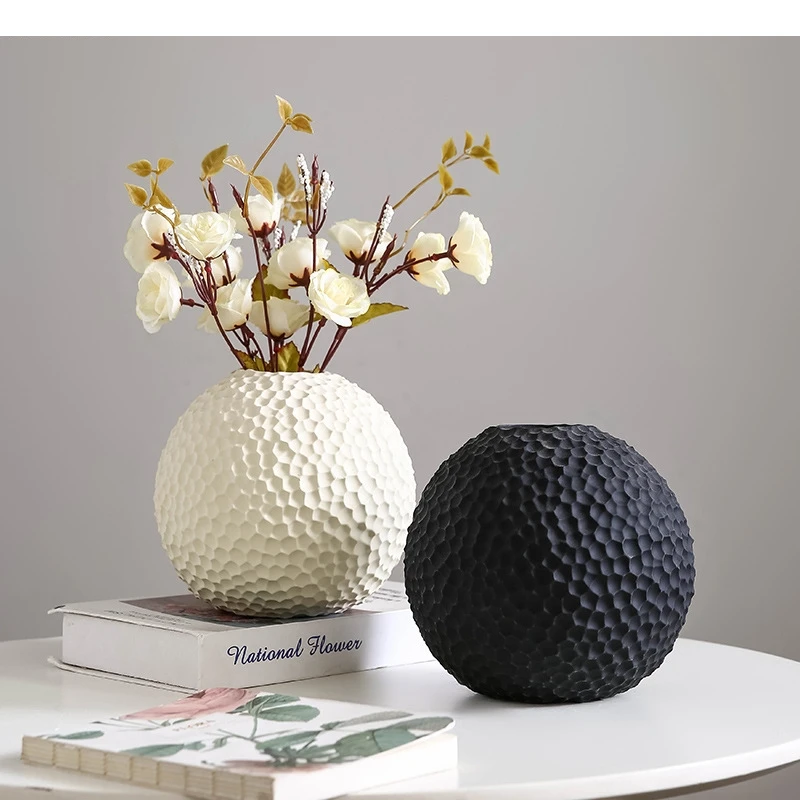 Solid Color Ceramic Vase Living Room Tabletop Flower Ware Arrangement Dry Aesthetic Decor