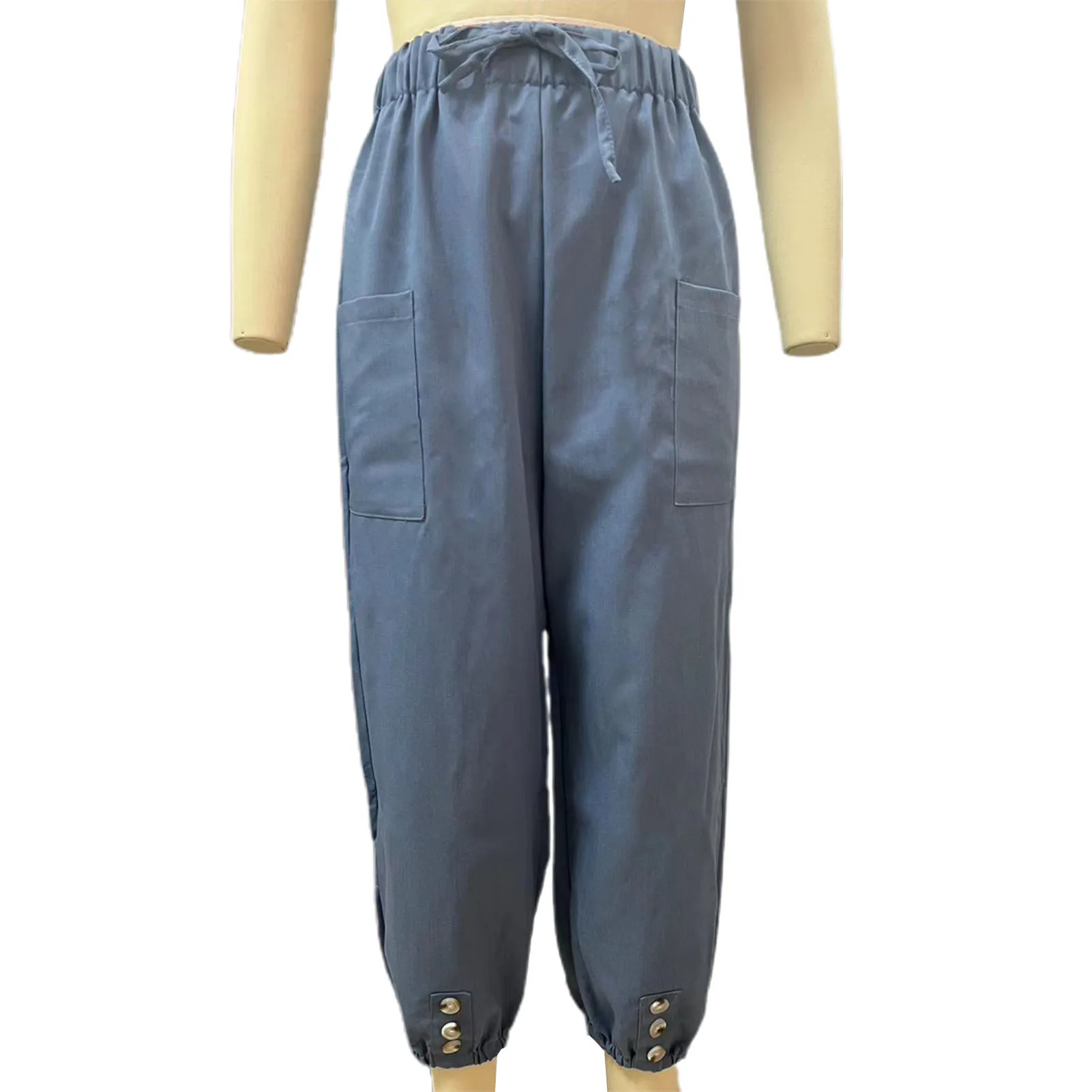 Women Cotton Linen Pants 2024 Autumn Solid Color Elastic Waist Loose Straight Trousers Female Harajuku High Waist Wide Leg Pants