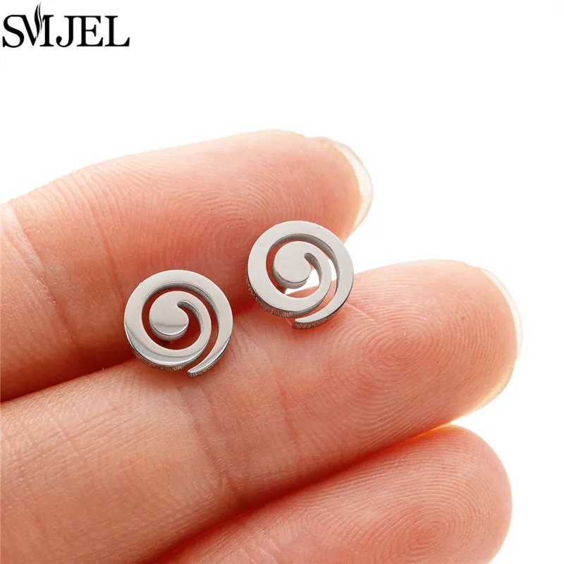 Women's Stainless Steel Mini Stud Earrings, Geometric Design