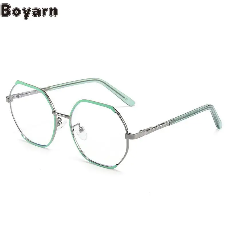 Foreign Trade Cross Border New Factory Direct Anti-blue Glasses Frame Ladies Polygon Spring Foot Flat Mirror Trend Glasses Frame