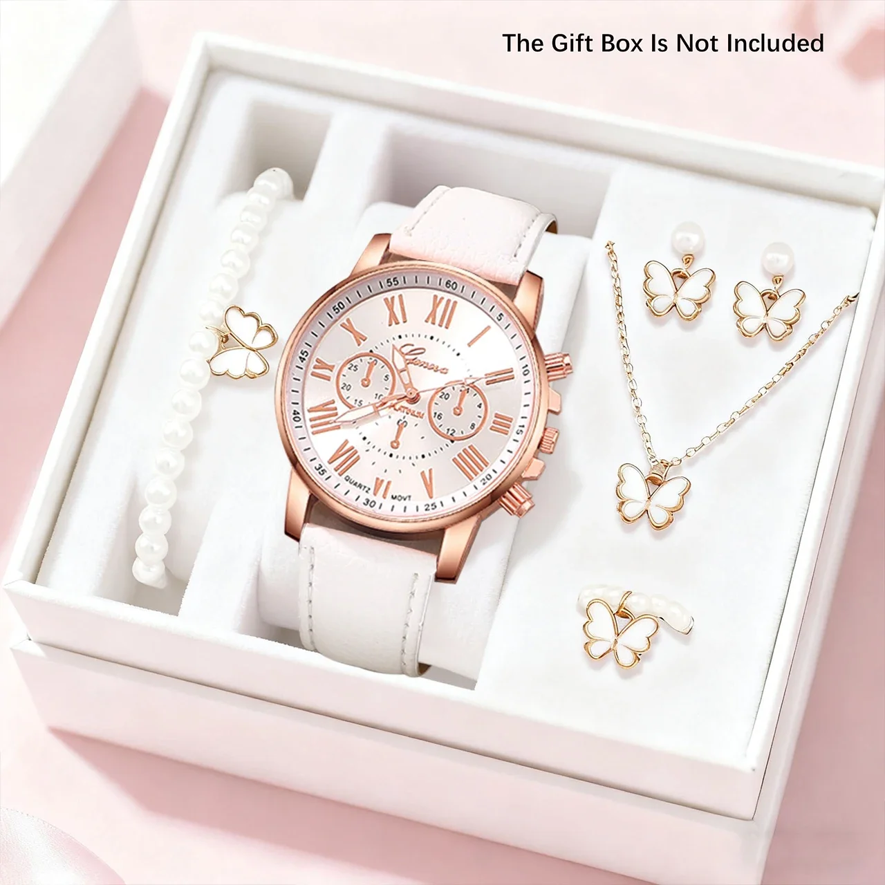 6-piece Women's Cute Quartz Watch with Necklace Set, Suitable for Daily Wear and Gift Giving - view 2