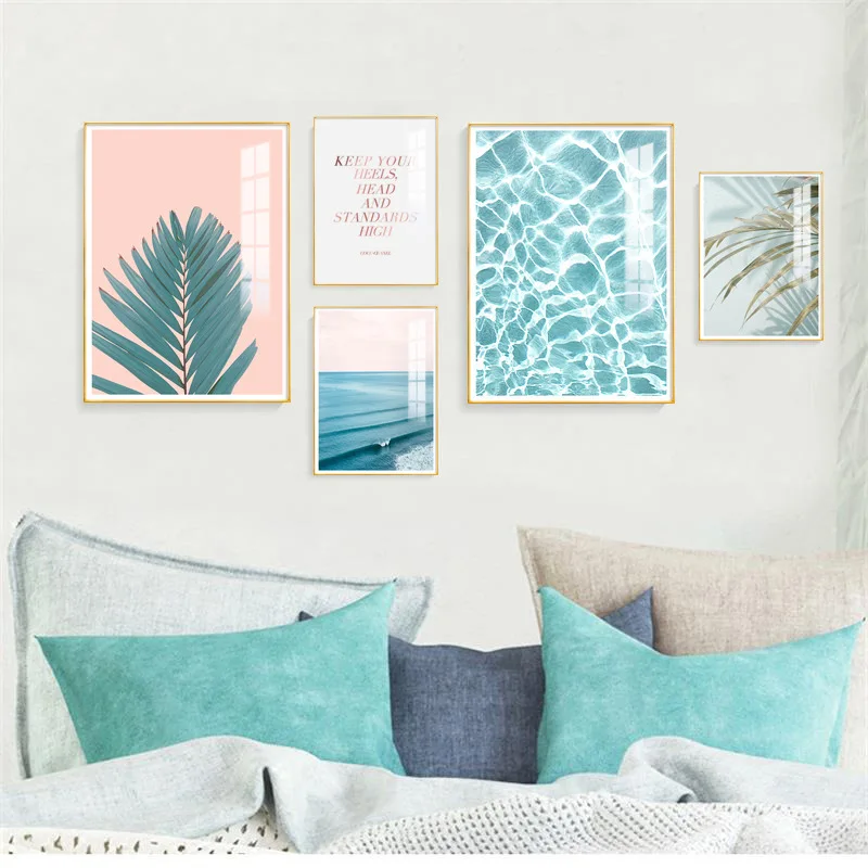 

Nordic Simple Turtle Back Bamboo Style Canvas Poster Small Fresh Green Plant Leaves Seaside Dining Room Decoration