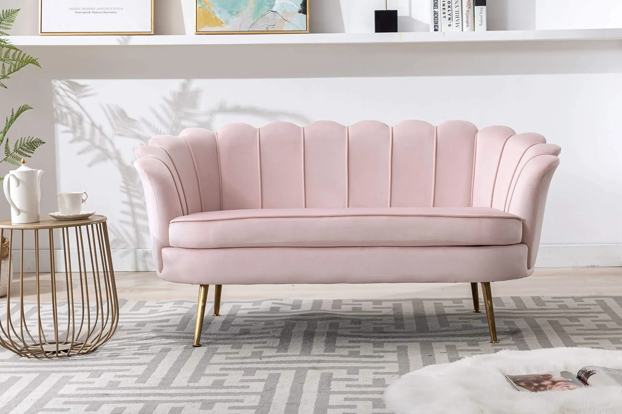 For Hot Selling Nordic Style Modern Velvet Zweisitzer Samt Salon Sofa Golden Legs Hochzeits sofa