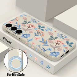 Flowers Magnetic Soft Phone Case For Samsung Galaxy S26 S25 S24 S23 S22 Ultra Plus S21 S25 FE For Magsafe Wireless Charge Cover