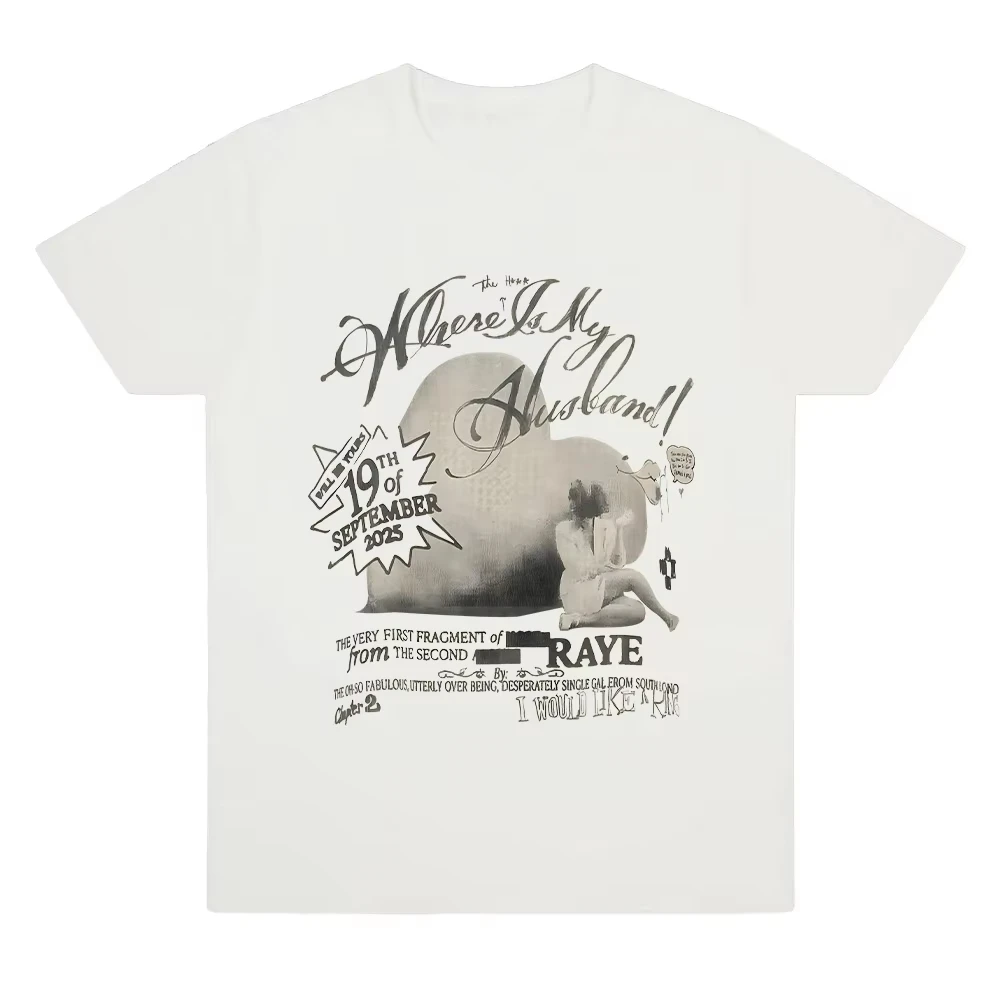 2026 Raye Onde está meu marido! Camiseta Estampada Masculina e Feminina: Moda Retrô Estética, Streetwear Casual em Algodão Macio