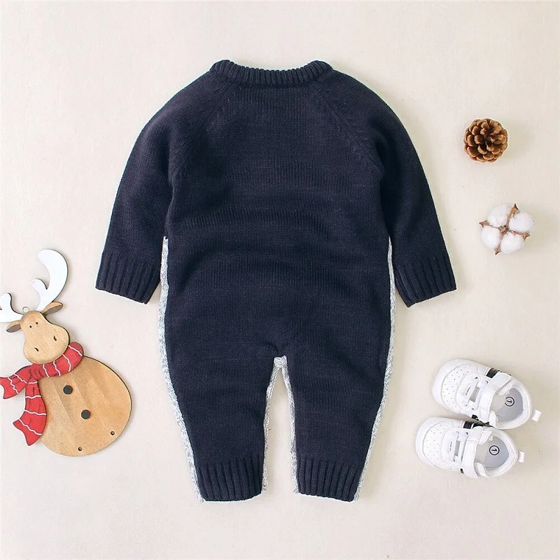 Christmas Baby Clothes Newborn Infant Boy Girl Deer Romper Knitted Warm Jumpsuit Xmas Baby Costumes Clothes