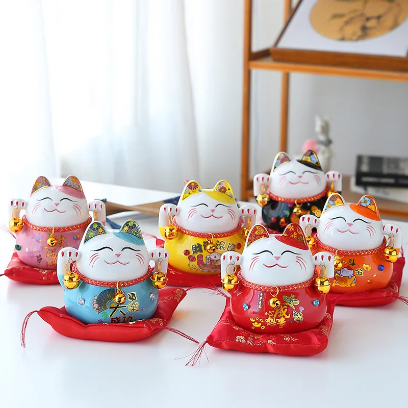 Just Fortune Cat Figurine Small Opening Gift Piggy Bank Shop Money Box Prosperous Home Living Room