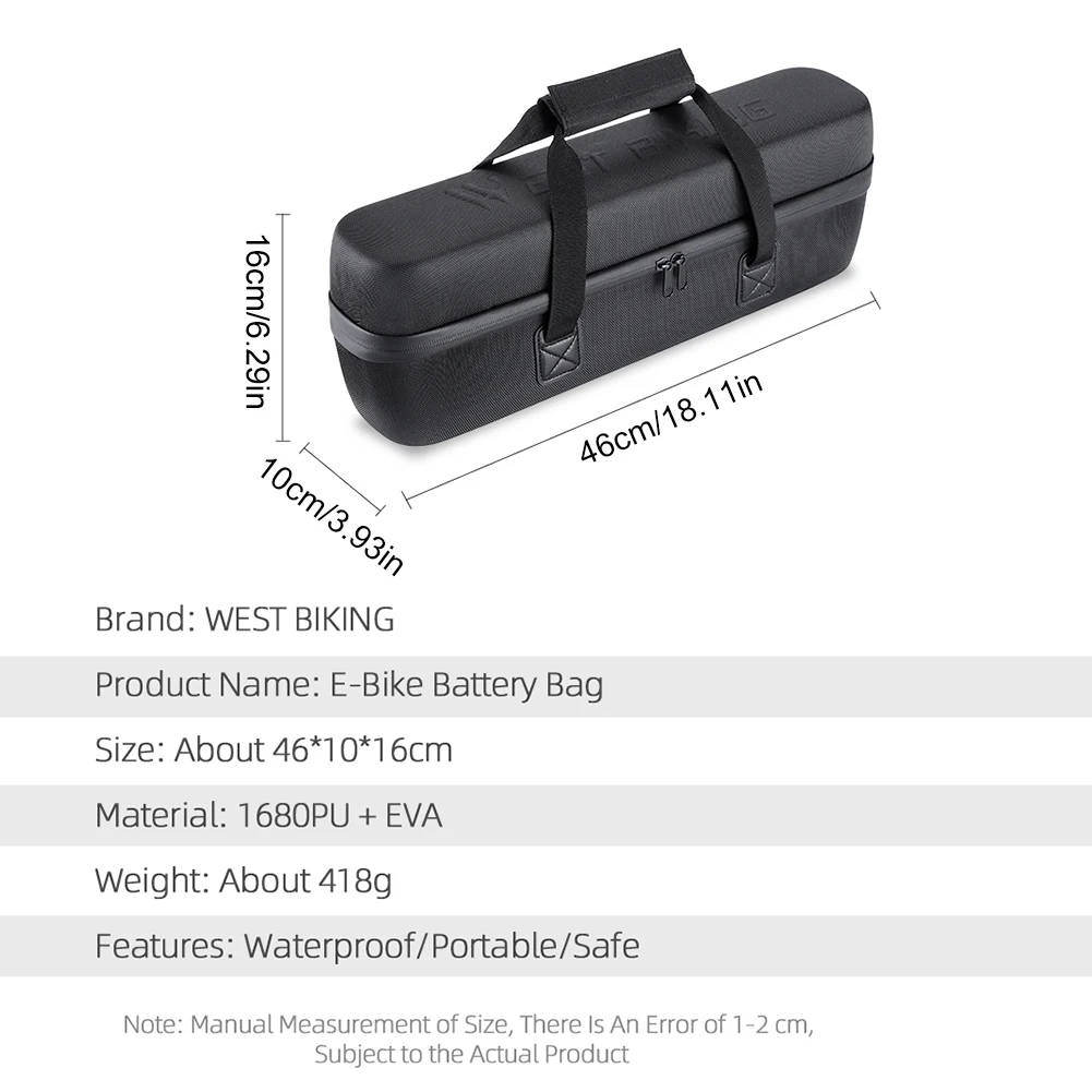 E-Bike Battery Storage Bag EVA Hard Shell Waterproof Battery Case Large Capacity Lipo Bag Organizer Electric Bicycle Accessories