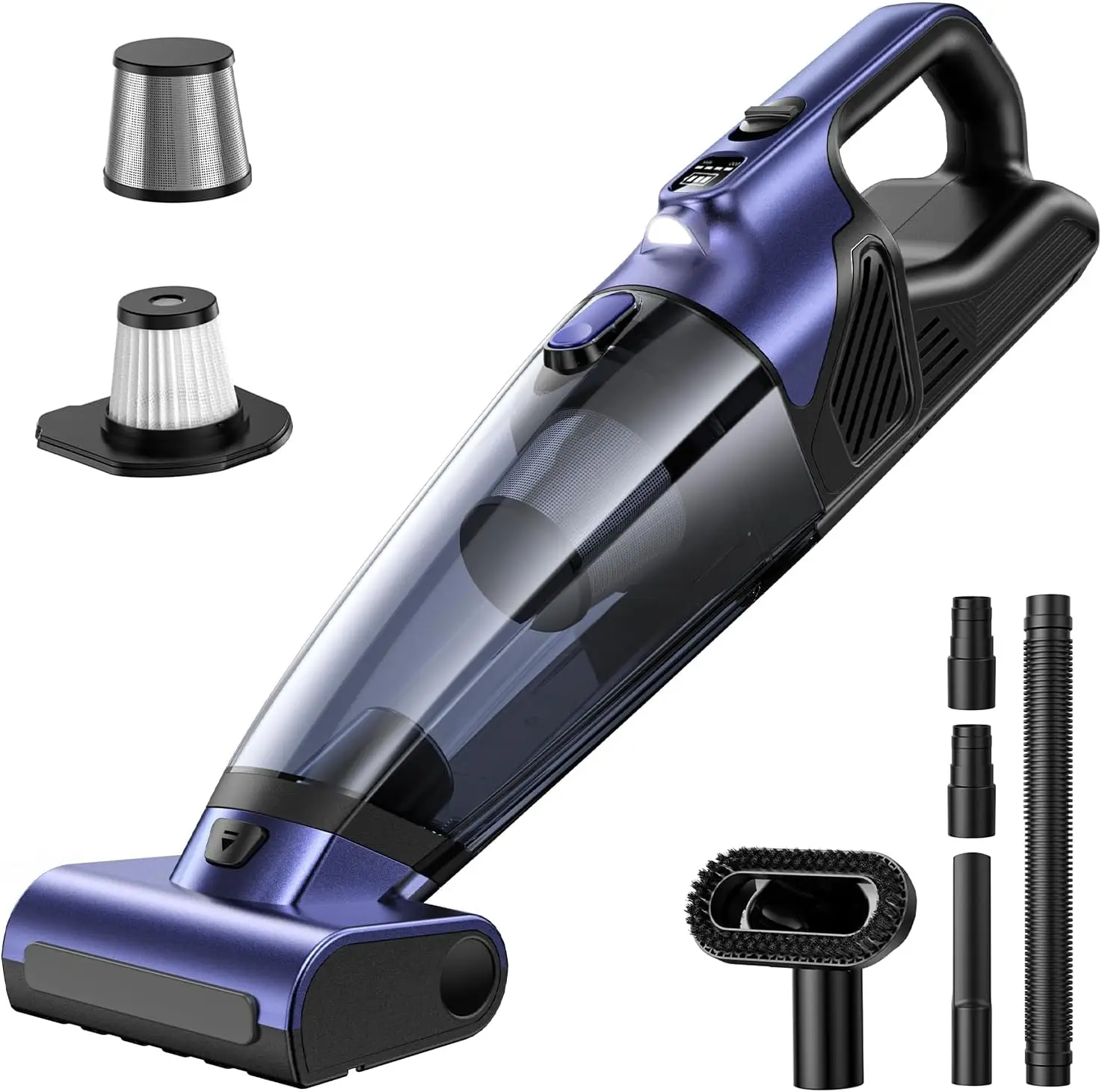 Cordless Handheld Vacuum 20000PA High Power with Motorized Brush LED Light Rechargeable for Pet Hair Car Home Office