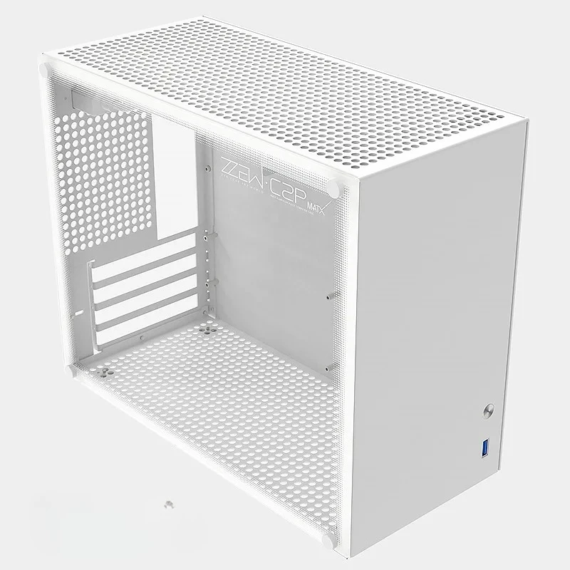 C2P MATX ITX Mini Computer Case, All Aluminum Glass Side Transparent ATX Power Supply K88