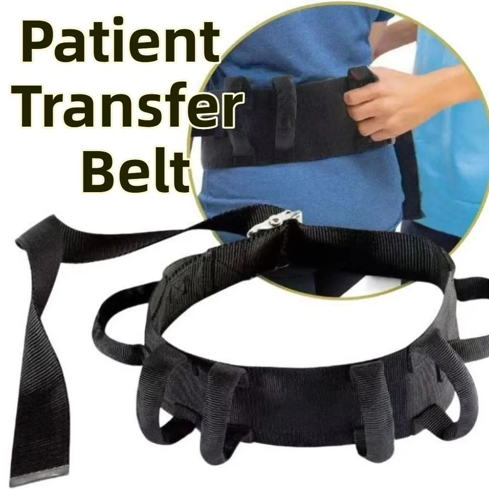 

Adjustable Patient Transfer Belt Quick Release Buckle Black Lumbar Traction Transfer Belt Secure Grips Soft Design