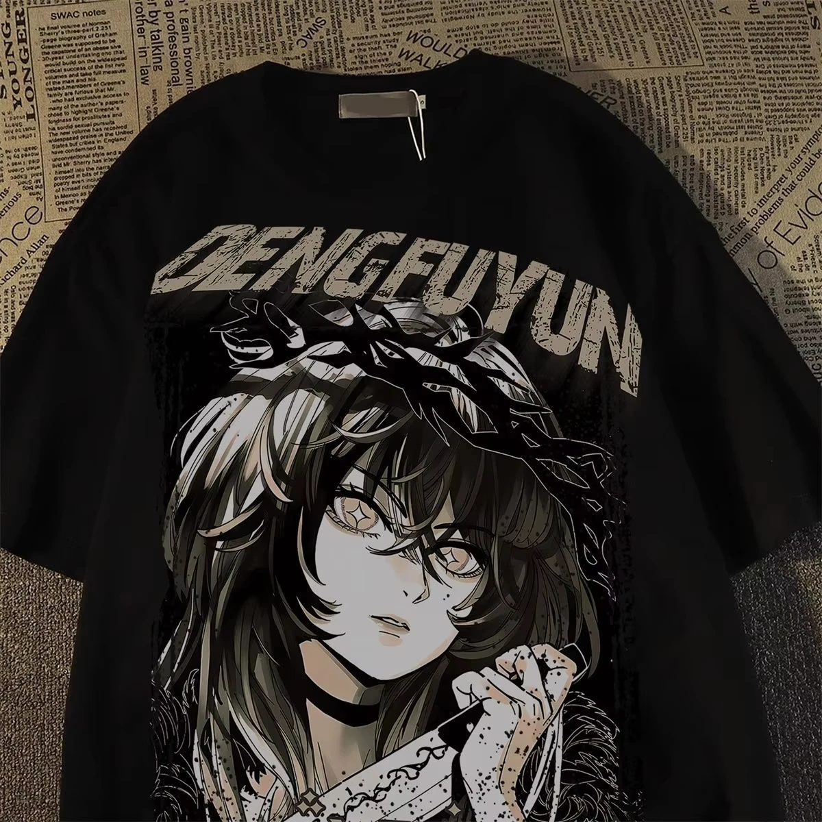 

Футболка с цветочным принтом SKADE, с изображением аниме-персонажей, унисекс, летняя свободная футболка, модный топ в стиле High Street для пар, женская одежда