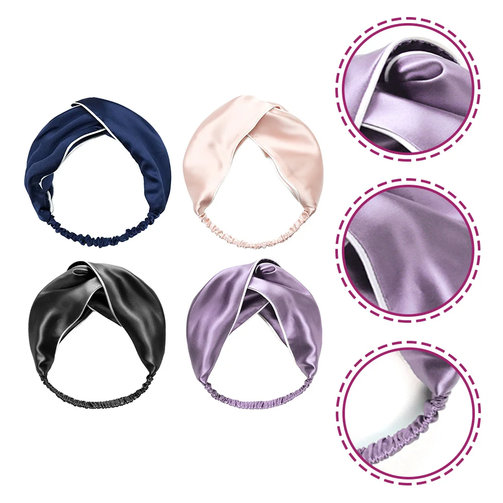 

4Pcs Wide-Brimmed Headbands for Women Stretchy Silk Hairband Cross-Knotted Sports Hairband for Daily Wear Travel Outdoors