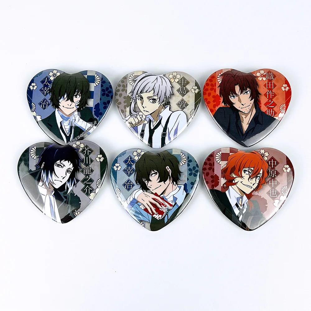 1pc 58MM Anime  Osamu Nakaharau Iron Cute Pins Heart Badges Brooch Icons backpack