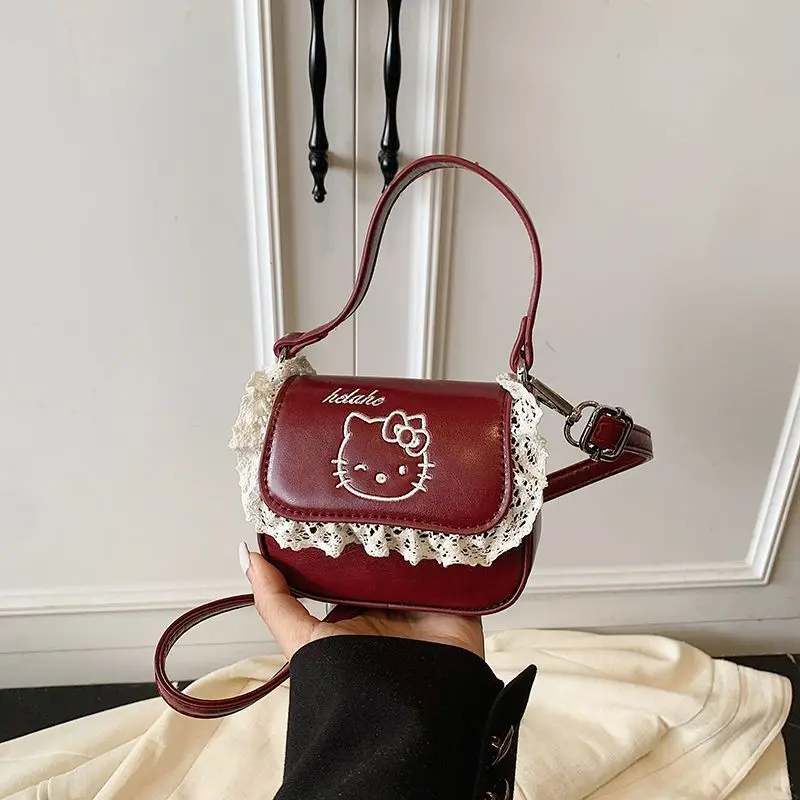 

Милая женская мини-сумка Hello Kitty, сумка через плечо, большая вместительная сумка через плечо с вышивкой, стильная сумка-тоут с нишевым дизайном