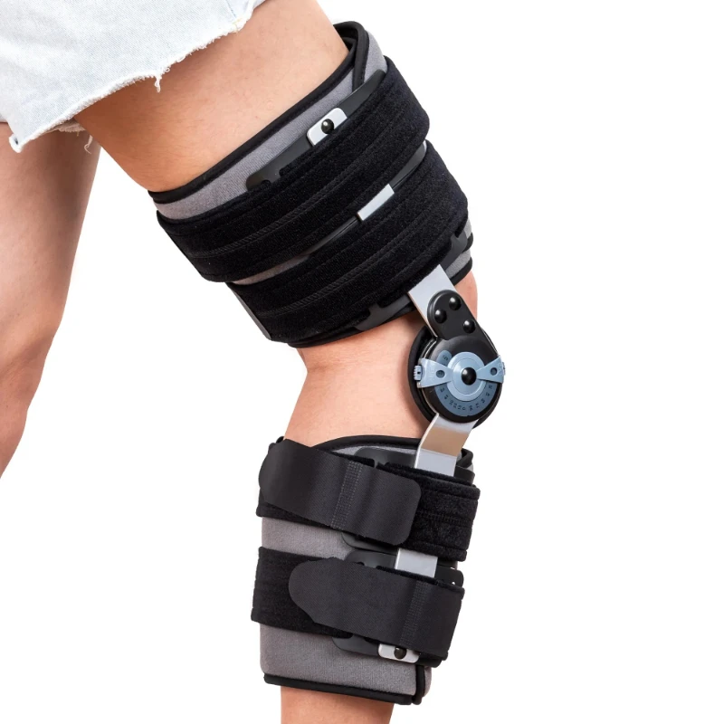 

Hinged telescope ROM knee stabilizer with foam pad knee pain relief bracket for protection