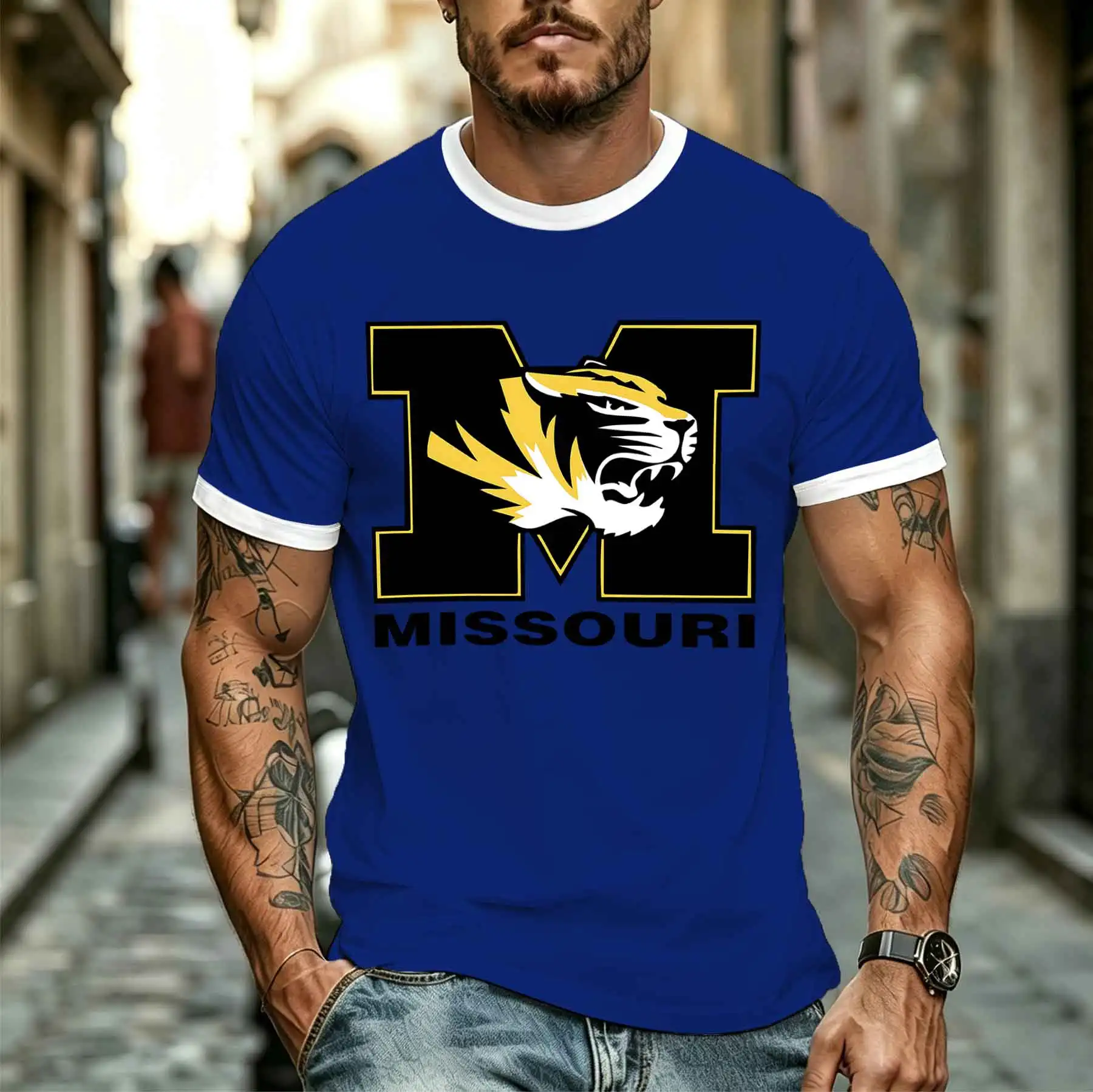 2026 new model Tee Stylish Comfortable Men's Missouri Tigers Casual Short Sleeve T-Shirt Campus Style Sports Fan Crew Neck Top T